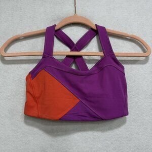 Lululemon Sports Bra Womens 4 Purple Orange Cross Back Athletic Yoga Gym